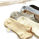 28包邮日系双针织花纹理质感全棉女船袜 素色棉袜 森系少女短袜子