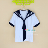 校服衫带海军风cosplay学生装班服衬衣镶边深蓝日本水手服上衣