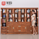 实木书柜书架自由组合花梨木书柜子 中式古典书柜书橱 带门储物柜