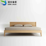 溪木家居北欧宜家型白橡木双人床定制定做高脚1.5米1.8米婚床