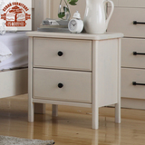 全实木床头柜柏木纯实木卧室白色储物柜带抽屉灯柜现代简约家具