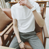 夏季林弯弯纯色立领POLO衫男青年韩国修身休闲保罗短袖T恤港男潮T