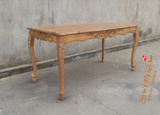 实木 小户型简约橡胶木1.2米长方形4 6人 餐桌椅组合美式复古欧式