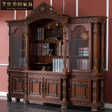意大利法式套房豪华家具定制欧美式实木雕花书房书架组合储物书柜