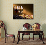 欧式无框画水果酒杯单幅葡萄装饰画 饭厅挂画 餐厅挡电表箱墙壁画