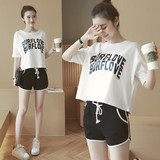 T4693-2016春夏新款女装韩版字母T恤短裤运动休闲两件套装 0411
