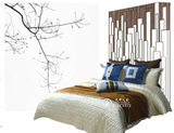 软装床品现代新中式蓝色套件样板房样板间回字形黄咖色床品卧房