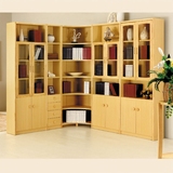 书房家具自由组合转角书柜 原木色实木书橱特价 简易中式置物书架