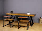 欧式创意铁艺做旧实木餐椅子复古酒吧餐桌椅水管咖啡休闲户外简约