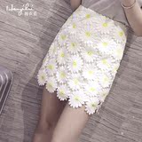 2016夏季新款韩版立体菊花绣花蕾丝性感包臀裙修身半身裙显瘦短裙