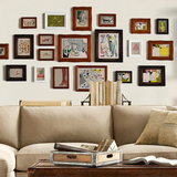 爱上  实木照片墙欧式复古做旧相框墙大客厅创意组合照片墙20框