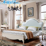 美式乡村实木床白色真皮1.8双人床高箱婚床卧室现代橡木全实木1.5
