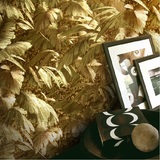 欧式亮金金属反光植物壁纸客厅奢华电视床头背景墙纸金箔KTV会所