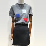 2016秋款女韩版时尚几何图形贴布休闲圆领短袖T恤小上衣2M3B301