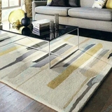 定制 客厅茶几卧室纯手工羊毛混纺地毯现代条纹长方形定制carpet