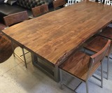 美式LOFT铁艺实木不规则餐桌原木办公桌会议桌酒吧桌长桌桌椅组合