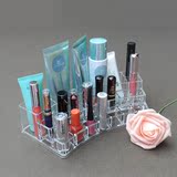 护肤品多格收纳盒 桌面小物品整理盒  透明水晶收纳盒 扇形化妆盒
