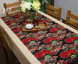 中国风中式古典居家软式布艺棉麻拼布大桌布台布盖布美扇140*180