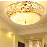 欧式金色水晶灯圆形卧室灯餐厅吸顶吊灯具LED客厅书房阳台灯饰