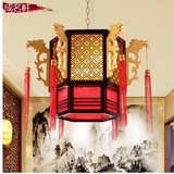 中式古典羊皮灯吊灯仿古木艺龙头雕刻客厅餐厅包房灯具灯饰3016