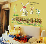 特价 环保可移墙贴 浪漫欧式田园风车 沙发客厅卧室背景装饰贴画
