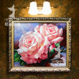格丽电箱装饰画客厅现代卧室挂画玄关花卉纯手绘油画餐厅粉红玫瑰
