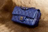 【欧洲代购】Chanel香奈儿经典CF13年早春宝蓝色漆皮mini迷你包包