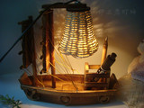 木质船情侣创意卧室床头灯实用生日送礼物送男生风格礼品摆件台灯