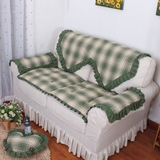 【吾家】防滑沙发垫四季美式绿色全棉双面布艺坐垫田园高档沙发巾