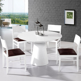 烤漆餐桌椅现代简约时尚白色钢琴烤漆圆形餐台 黑色白色圆桌特价