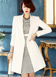 2016春季新款韩版修身OL气质时尚白色休闲小西装外套女中长款学生