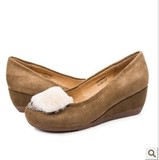 Safiya/索菲亚正品新款羊皮中跟坡跟水钻浅口单鞋女鞋SF33S16602