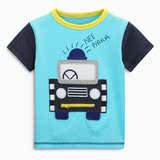 现货 英国代购NEXT正品童装16夏男宝男童蓝色卡通警车汽车短袖T恤