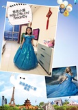 2015迪士尼真人版灰姑娘儿童公主裙冰雪奇缘一比一定制生日礼物