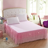 韩式蕾丝花边床裙床罩单件欧式公主纯色床盖1.2/1.5/1.8/2.0m米床