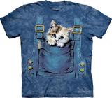 美国代购The Mountain 2016蓝背带猫咪创意新款文艺动漫短袖3DT恤
