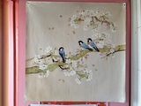新中式中国花鸟油画高档中国风格挂画春暖花开纯手绘油画