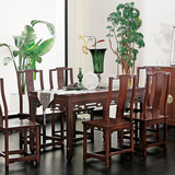 百年印记全实木餐桌小户型长方形桌子老榆木家具餐椅一桌6椅组合