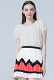 品牌折扣女装剪标2015夏季新款正品雪纺休闲宽松短袖白上衣衬衫潮