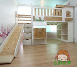 新款实木儿童床 儿童实木床 彩色滑梯床松木小屋床 子母床 高低床