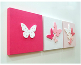 韩国代购 布艺装饰画客厅现代三联画无框壁画餐厅装饰挂画/粉色
