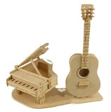 正品四联木制拼图立体仿真模型 3D立体拼图拼板 吉他钢琴