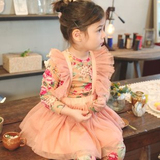 韩国童装2013女童秋冬装 甜美菲边网纱飞袖儿童公主背带裙吊带裙