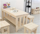 实木餐桌椅组合厨房切菜桌办公桌长方形餐桌 甜品店桌椅松木餐桌