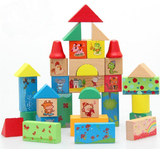 儿童早教教具十二生肖大块积木榉木 宝宝搭积木实木益智玩具 包邮