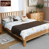 现代中式全实木床 1.5 1.8米双人婚床纯白橡木卧室家具品牌实木床