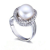 AAAA天然淡水珍珠戒指 925纯银珍珠戒指 活口可调节 送妈妈送女友