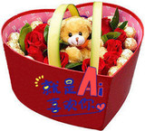 杭州鲜花 11朵红玫瑰加费列罗巧克力 盒装 同城鲜花速递