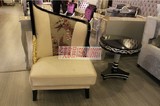 新古典形象椅子实木布艺沙发椅简约时尚装饰椅子欧式雕花沙发椅