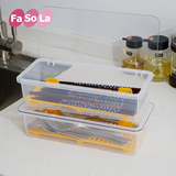 FaSoLa厨房筷子盒带盖沥水创意日式塑料筷子架筷笼餐具勺子收纳盒